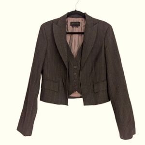 BCBG Max Azria Women's Cropped Pinstripe Blazer Brown Sz S